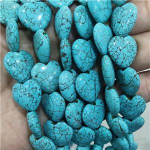 Magnesite Turquoise Heart Beads, approx 18mm
