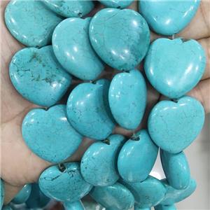 Blue Magnesite Turquoise Heart Beads, approx 30mm