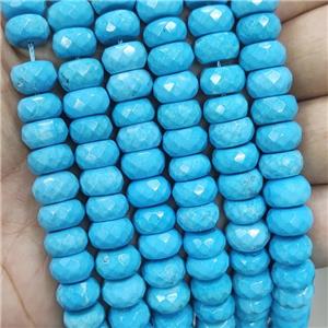 Blue Magnesite Turquoise Beads Faceted Rondelle, approx 6-10mm