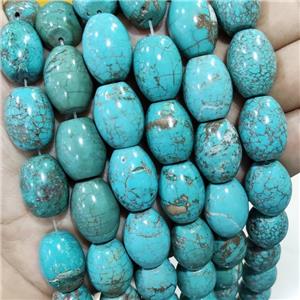 Blue Magnesite Turquoise Barrel Beads, approx 15-20mm, 20pcs per st