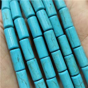 Synthetic Turquoise Tube Beads Teal, approx 6-13mm