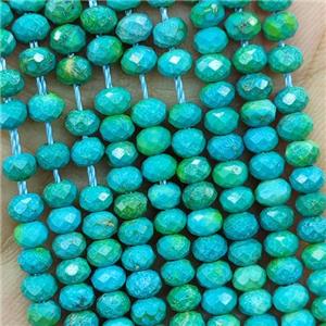 Howlite Turquoise Beads Teal Dye Faceted Rondelle, approx 4mm