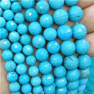Howlite Turquoise Beads Blue Dye Faceted Round, approx 8mm ida