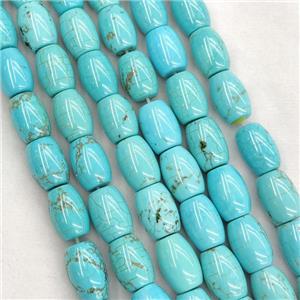 Howlite Turquoise Barrel Beads Teal Dye, approx 10x14mm