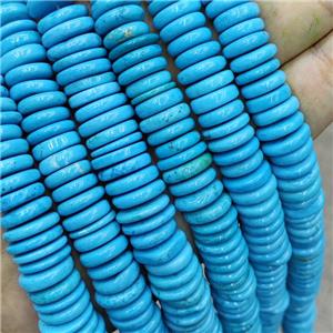 Natural Howlite Turquoise Heishi Spacer Beads Blue Dye, approx 13-15mm