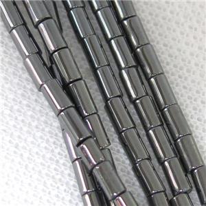 black Hematite tube beads, approx 2x8mm