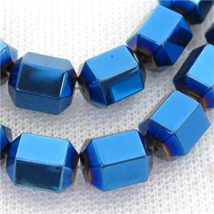 Hematite tube Beads, blue electroplated, approx 8-10mm