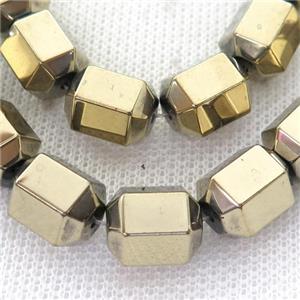 Hematite tube Beads, pyrite color, approx 8-10mm