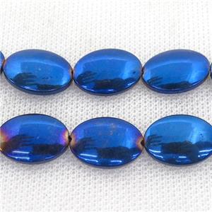 blue Hematite oval beads, approx 12-18mm