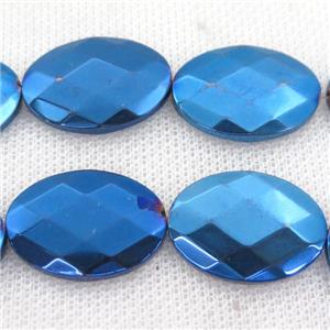 blue Hematite Beads, faceted oval, approx 18-25mm