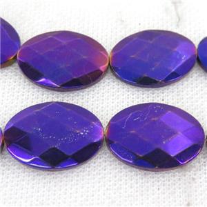purple Hematite Beads, faceted oval, approx 18-25mm