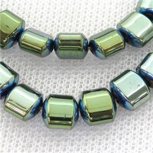 green Hematite Beads, flat tube, approx 7.5mm