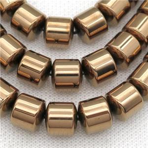bronze Hematite tube beads, approx 4mm