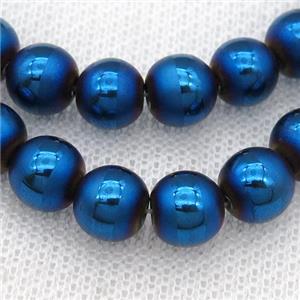 round Hematite Beads with line, blue electroplated, matte, approx 12mm dia
