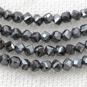 black Hematite beads, corner-drilled cube, approx 3mm