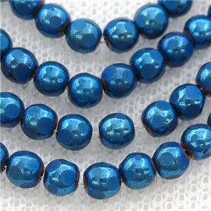 faceted round Hematite beads, blue electroplated, approx 8mm