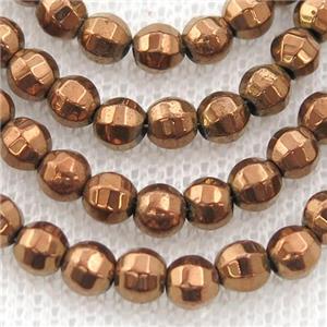 Hematite lantern beads, brown electroplated, approx 6mm dia