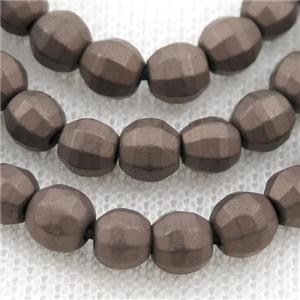 matte Hematite lantern beads, chocolate electroplated, approx 8mm dia