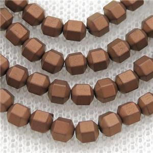 matte Hematite prism column beads, brown electroplated, approx 3mm