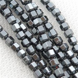 black Hematite prism column beads, approx 4mm