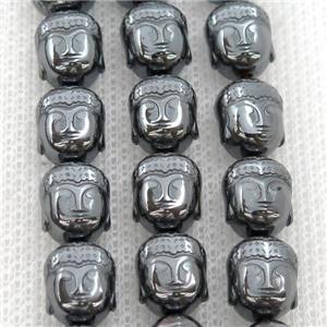 black Hematite buddha beads, approx 9-10mm