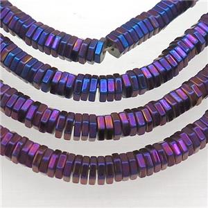 Hematite Hexagon Beads Purple Electroplated, approx 6mm