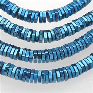 Hematite Hexagon Beads Blue Electroplated, approx 2mm