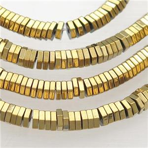 Hematite Hexagon Beads Gold Electroplated, approx 6mm