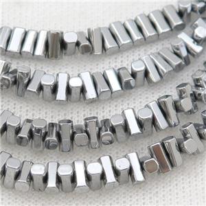 Hematite Beads Stick Platinum Electroplated, approx 3-6mm