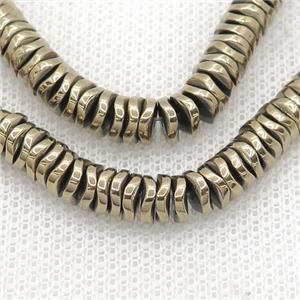 Hematite Heishi Spacer Beads Twist Pyrite Color, approx 4mm