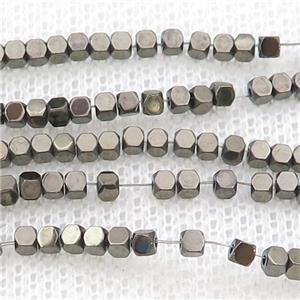 Hematite Beads Faceted Cube Pyrite Color, approx 2mm