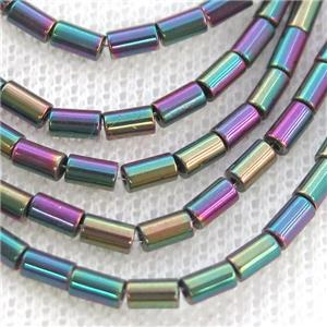 Hematite Tube Beads Multicolor, approx 2x4mm