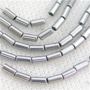 Hematite Tube Beads Platinum Electroplated, approx 2x4mm