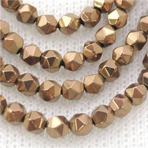 Hematite Beads Cut Round Brown, approx 3mm