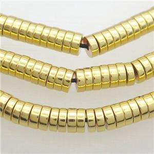 Hematite Beads Heishi Shiny Gold, approx 1x2mm