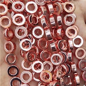 Hematite Ring Beads Circle Rose Gold, approx 8mm