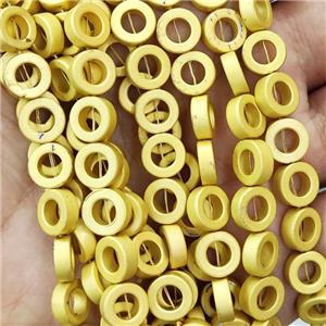 Hematite Ring Beads Circle Shiny Gold Matte, approx 8mm