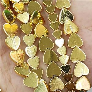 Hematite Heart Beads Shiny Gold, approx 10mm