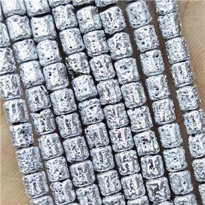 Hematite Tube Beads Shiny Silver Electroplated, approx 4x5mm