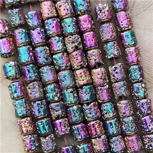 Hematite Tube Beads Multicolor Electroplated, approx 4x5mm