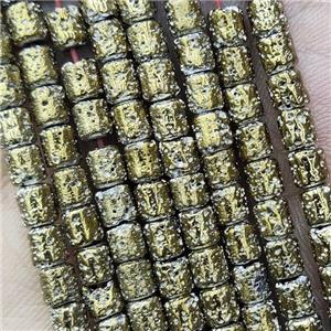 Hematite Tube Beads Lt.gold Electroplated, approx 4x5mm