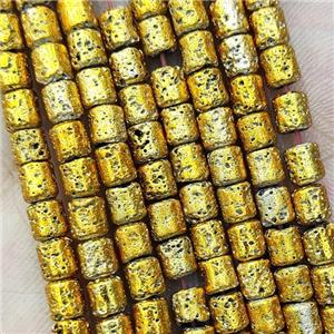 Hematite Tube Beads Golden Electroplated, approx 4x5mm