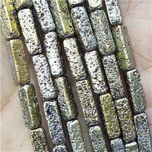 Hematite Tube Beads Green Electroplated, approx 4x13mm