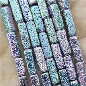 Hematite Tube Beads Multicolor Electroplated, approx 4x13mm