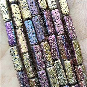 Hematite Tube Beads Multicolor Electroplated, approx 4x13mm