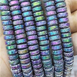 Hematite Heishi Beads Rainbow Electroplated, approx 4-9mm