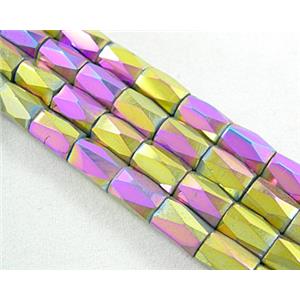 magnetic Hematite Beads, faceted tube, 5-color, 5x8mm,50pcs per st