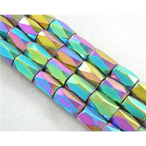 magnetic Hematite Beads, faceted tube, 7-color, 5x8mm,50pcs per st