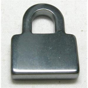 Black Hematite Lock Pendants, 18.7x24mm
