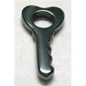 Black Hematite Key Pendant no-Hole, 16x31mm